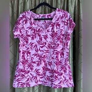EUC- The North Face V-Neck Wicking Floral Short Sleeve T-Shirt